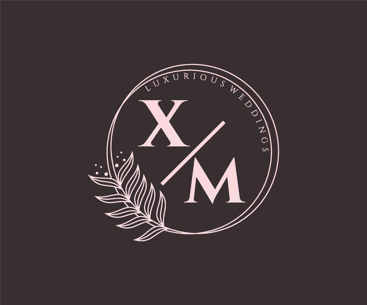modèle de logos de monogramme de mariage lettre initiales xm, modèles minimalistes et floraux modernes dessinés à la main pour cartes d'invitation, réservez la date, identité élégante. vecteur
