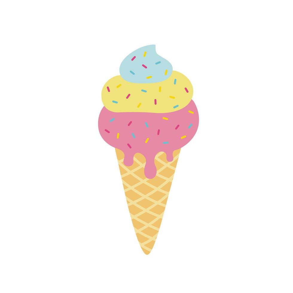 crème glacée avec glaçage coloré vecteur