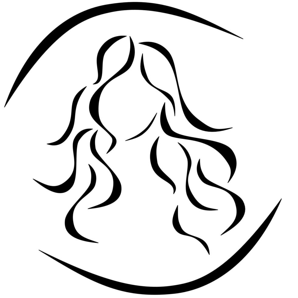 logo femme aux cheveux longs bouclés vecteur