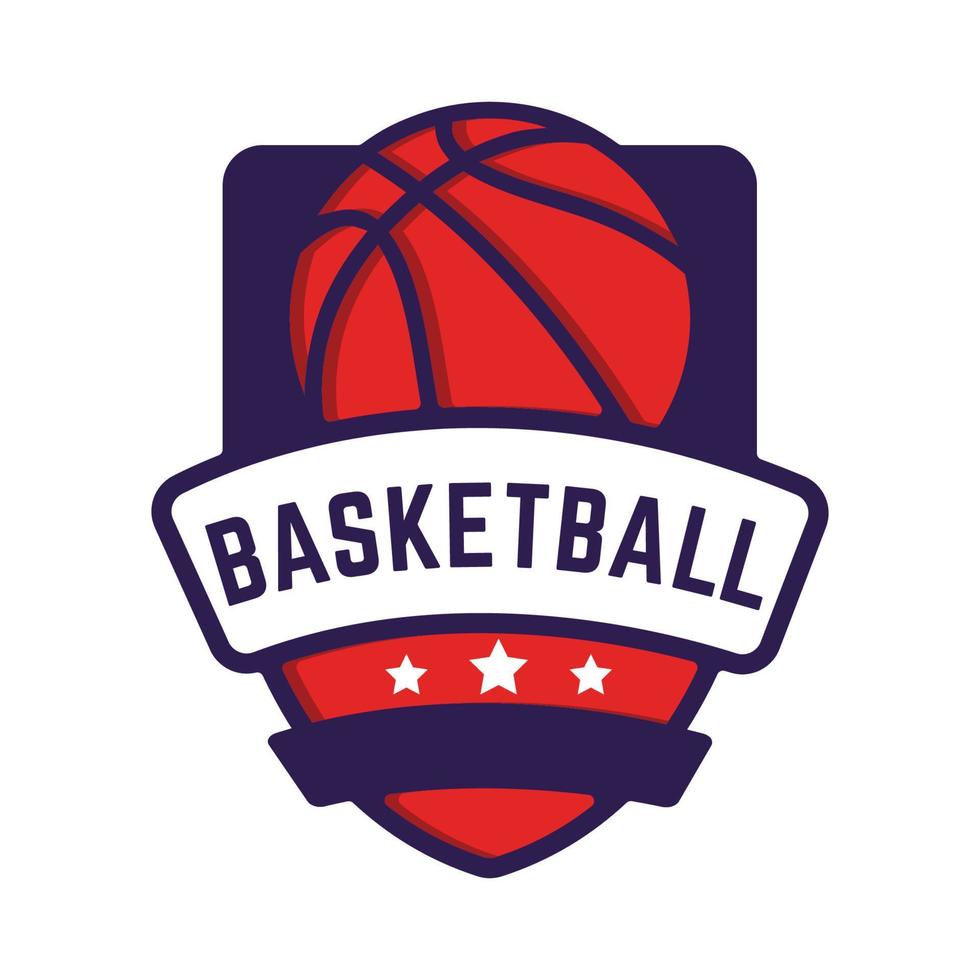 modèle d'emblème de logo de basket-ball minimaliste, avec fond blanc isolé vecteur