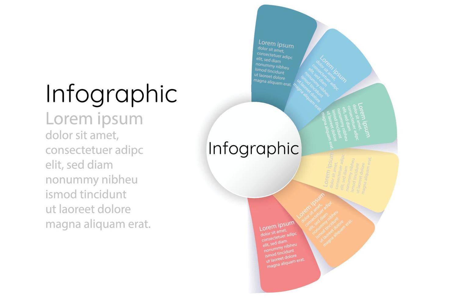 modèle d'hélice infographique pour la présentation des informations commerciales. éléments géométriques vectoriels. diagrammes de flux de travail modernes pastel. rapport plan 6 sujets vecteur