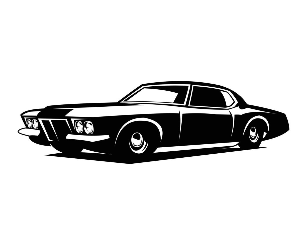 buick riviera gran sport 1971. fond blanc isolé vue de côté. idéal pour le logo, le badge, l'emblème, l'icône, l'autocollant de conception et l'industrie automobile ancienne. disponible en eps 10. vecteur