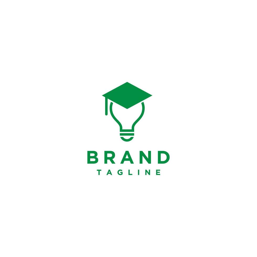 ampoule avec création de logo de chapeau de graduation. concept de conception de logo d'idée éducative. vecteur