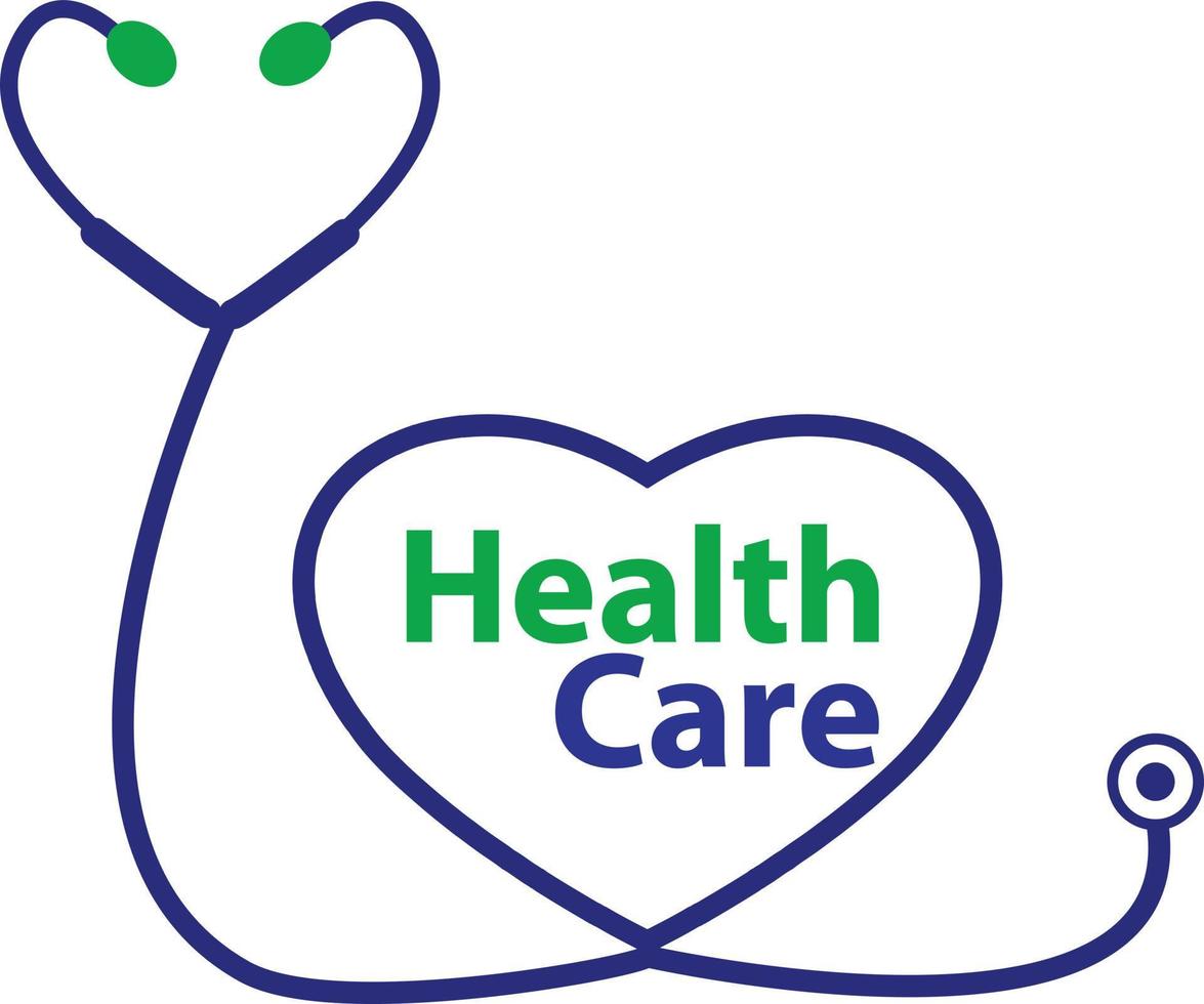 icône de soins de santé sur fond blanc. logo de phonendoscope de soins de santé. signe de soins de santé. style plat. vecteur