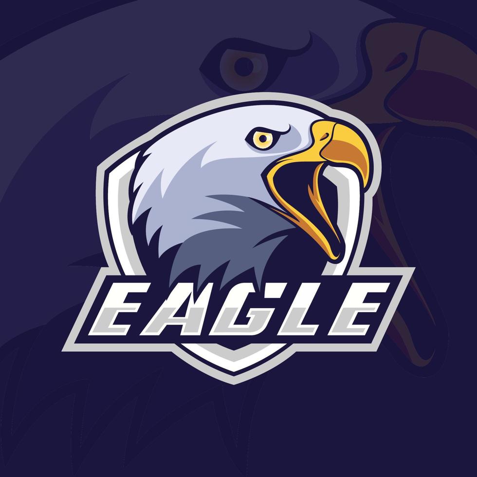 logo de mascotte de bouclier de tête d'aigle vecteur