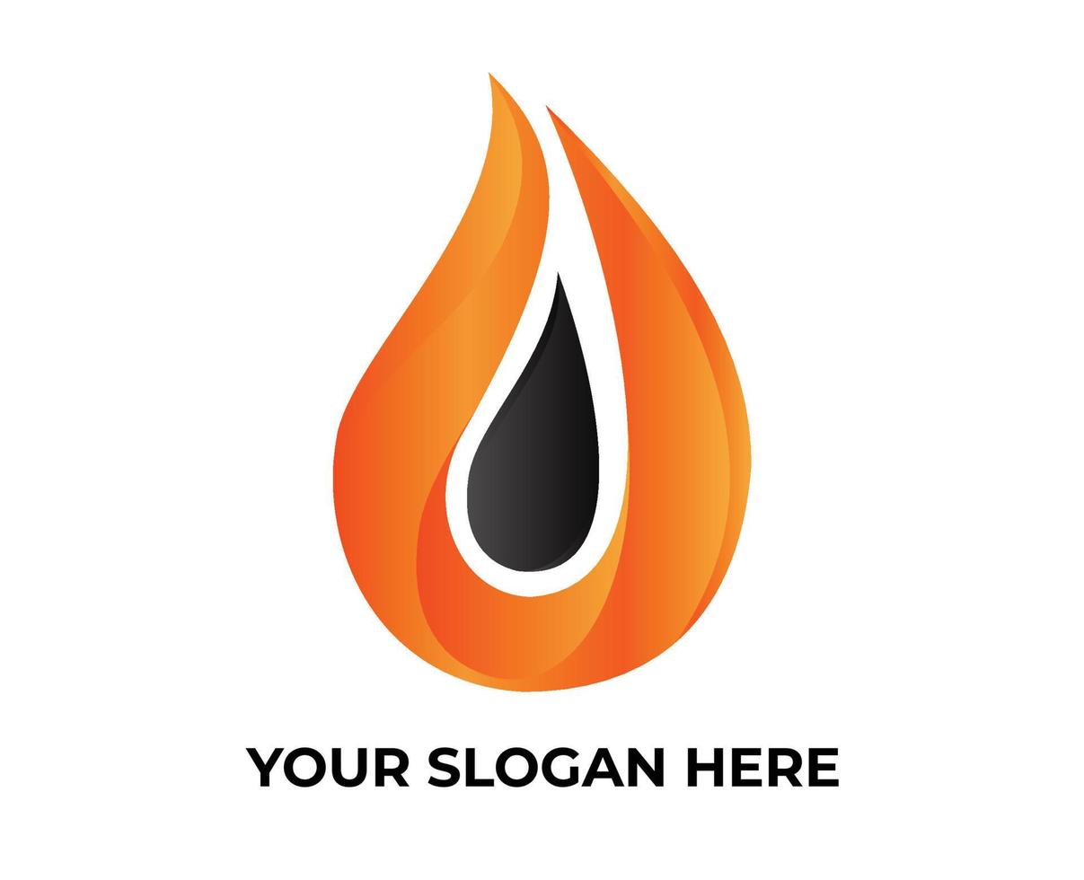 fusion du logo pétrole et feu. logo pour compagnie pétrolière et gazière vecteur