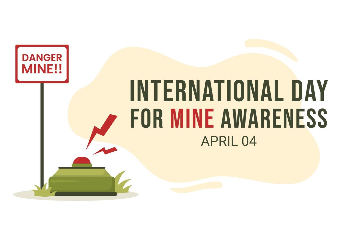journée internationale de sensibilisation aux mines le 04 avril illustration avec ne pas marcher sur les mines terrestres pour la bannière web dans des modèles dessinés à la main de dessin animé plat vecteur