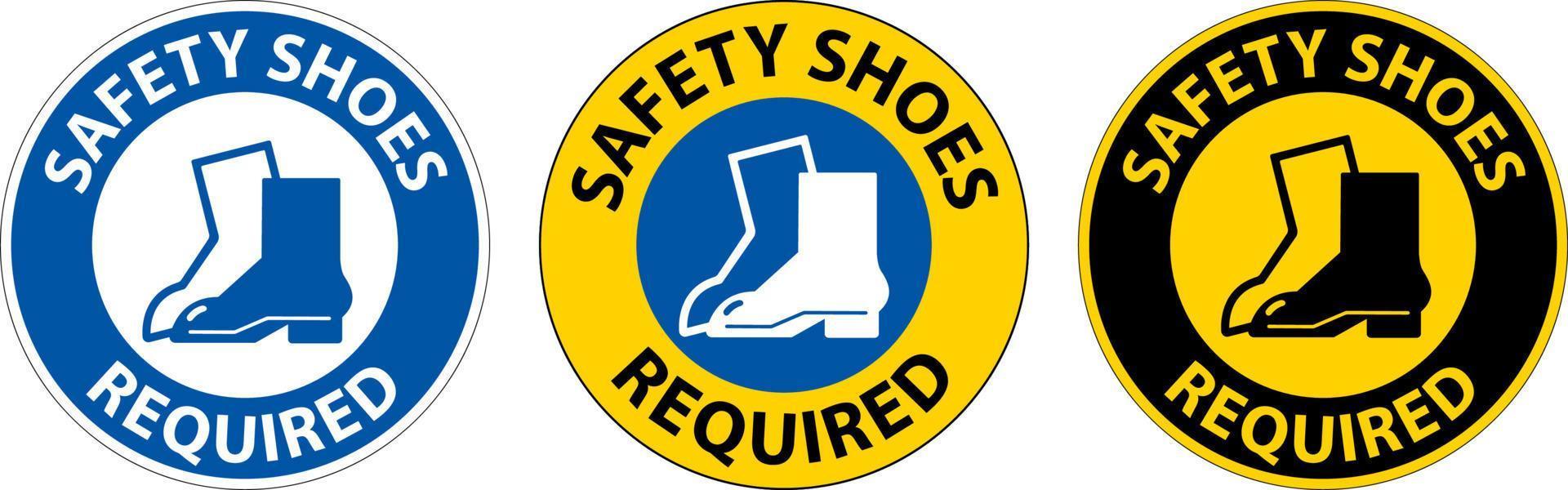 étiquette signalétique au sol, chaussures de sécurité obligatoires vecteur