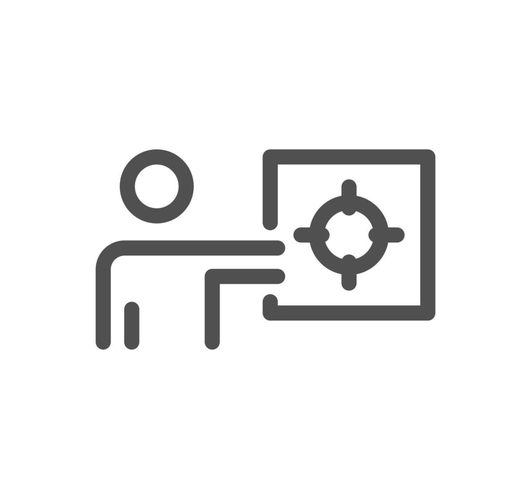 contour d'icône lié à la cible et à l'objectif et vecteur linéaire.