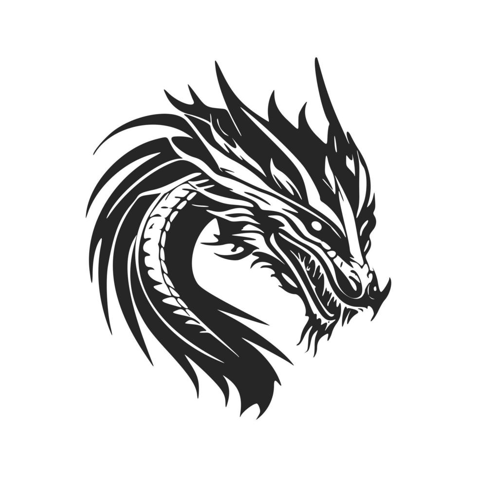 améliorez l'image de votre entreprise avec notre logo dragon noir et blanc, propre et minimaliste. vecteur