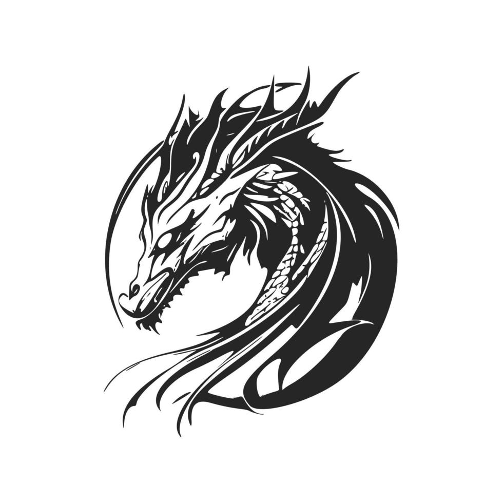 améliorez l'image de votre entreprise avec notre logo dragon noir et blanc minimaliste. vecteur