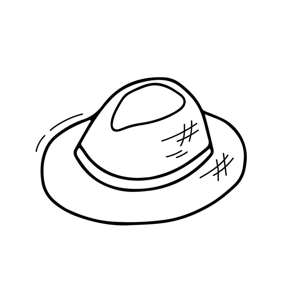 chapeau masculin de doodle de ligne. illustration de contour de vecteur isolé sur blanc