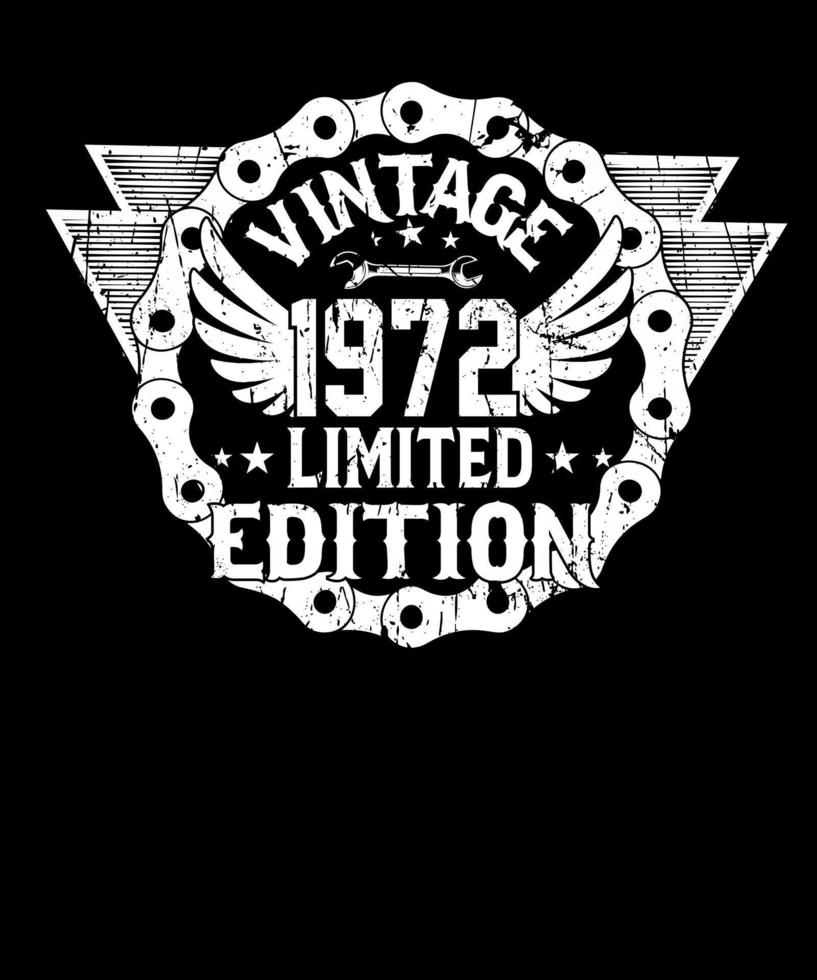 vintage 1972 édition limitée 50e ans conception de t-shirt anniversaire amateur de moto vecteur