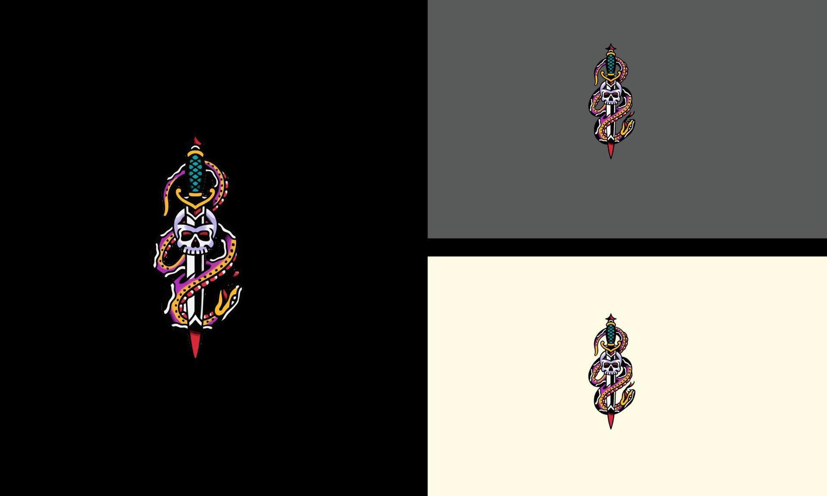 conception de mascotte illustration vectorielle serpent et épée vecteur