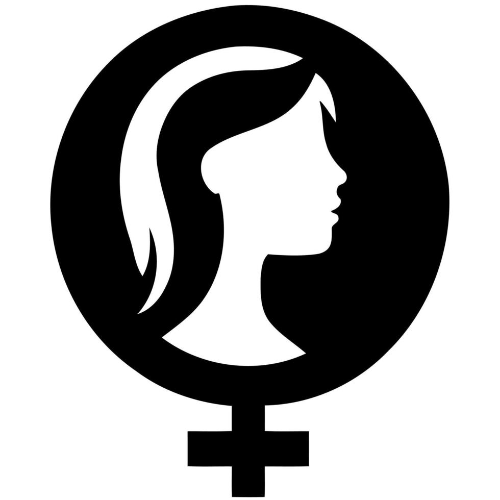 symbole de genre féminin fusionné avec le visage féminin vecteur