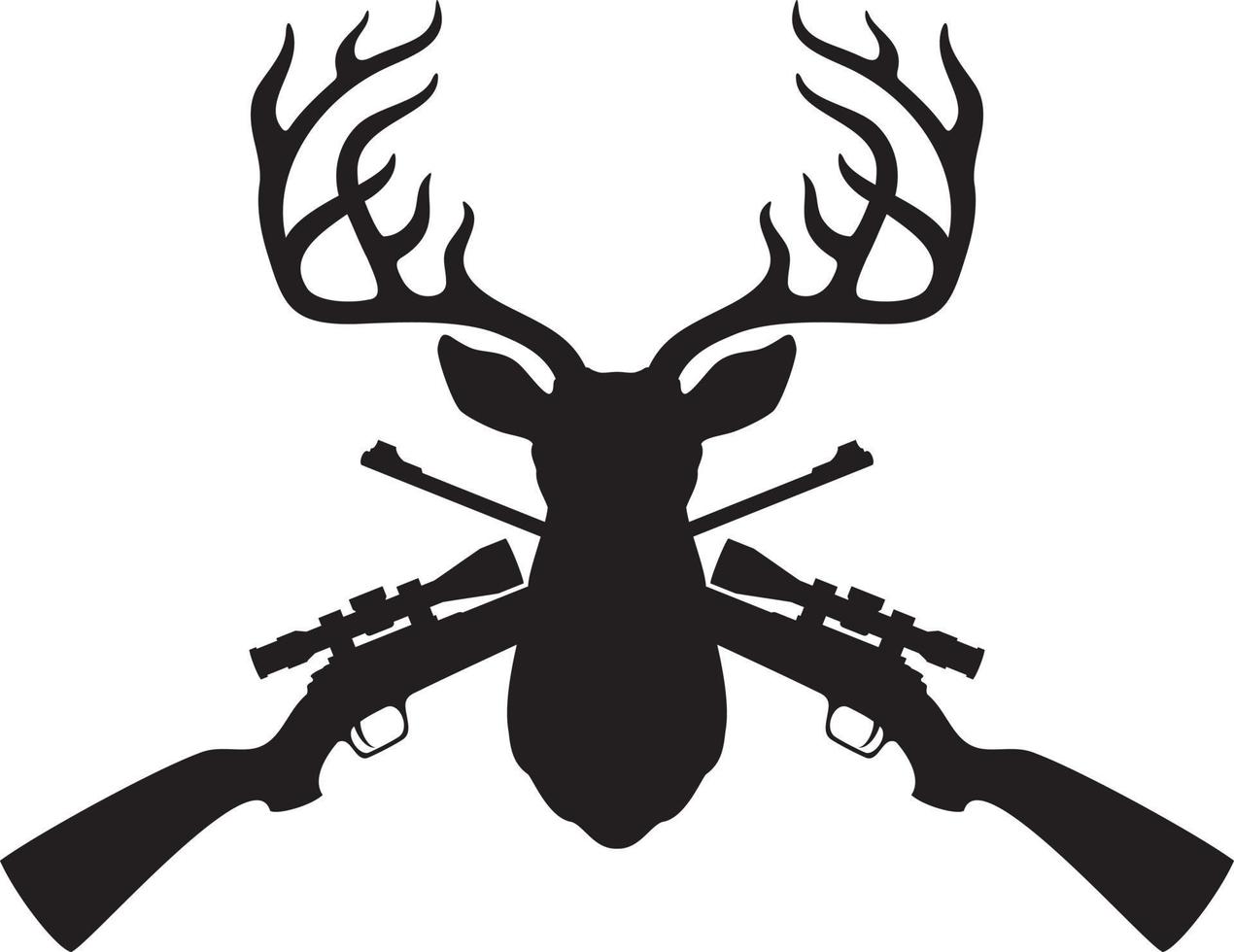 tête de cerf et fusils de chasse croisés vecteur