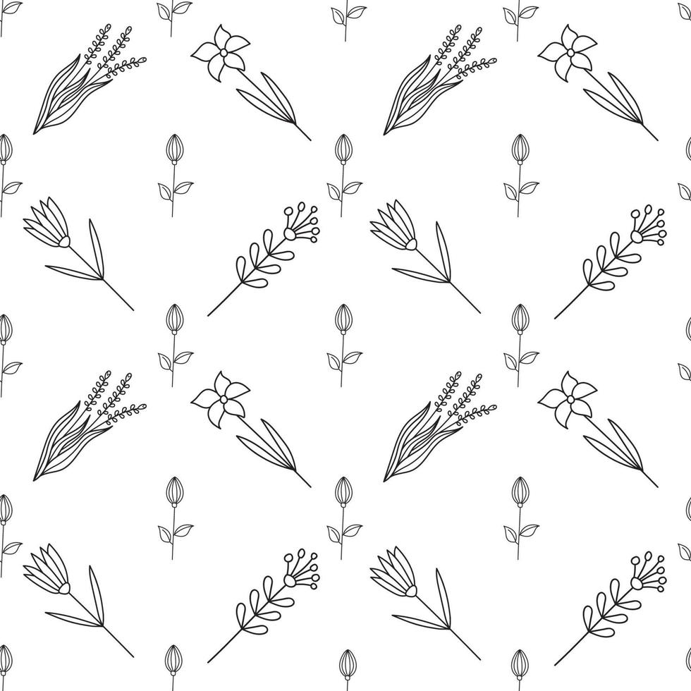 fleurs de modèle sans couture dessinés à la main dans un style doodle vecteur