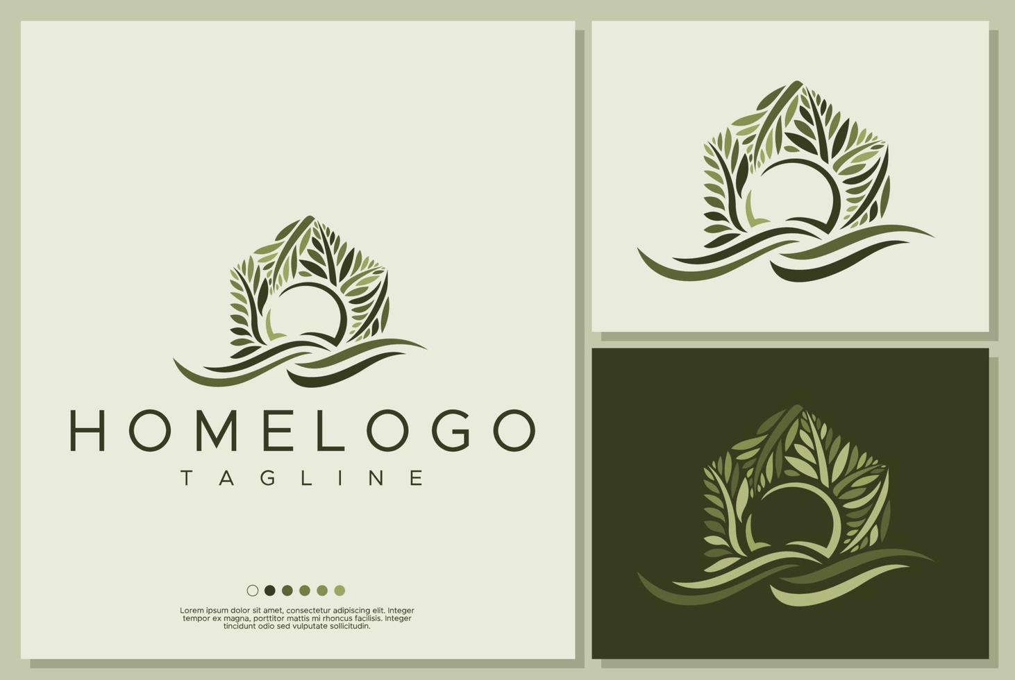 graphique de conception de logo de maison de paume. modèle de logo de maison de villa. marque maison palme. vecteur