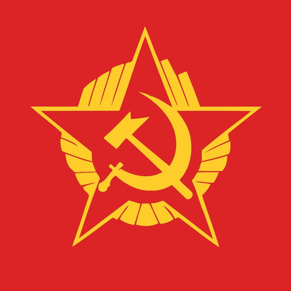 illustration de style communiste aux couleurs rouges et jaunes vecteur