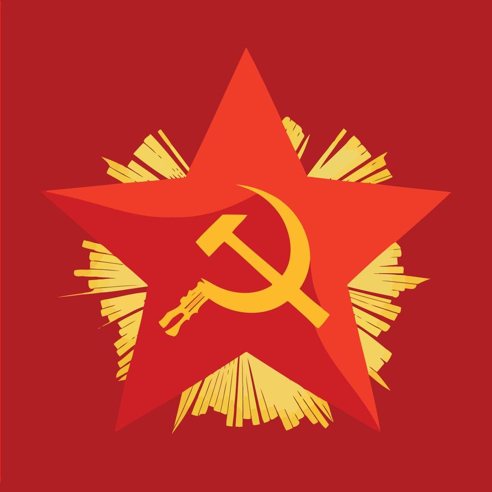 illustration de style communiste aux couleurs rouges et jaunes vecteur