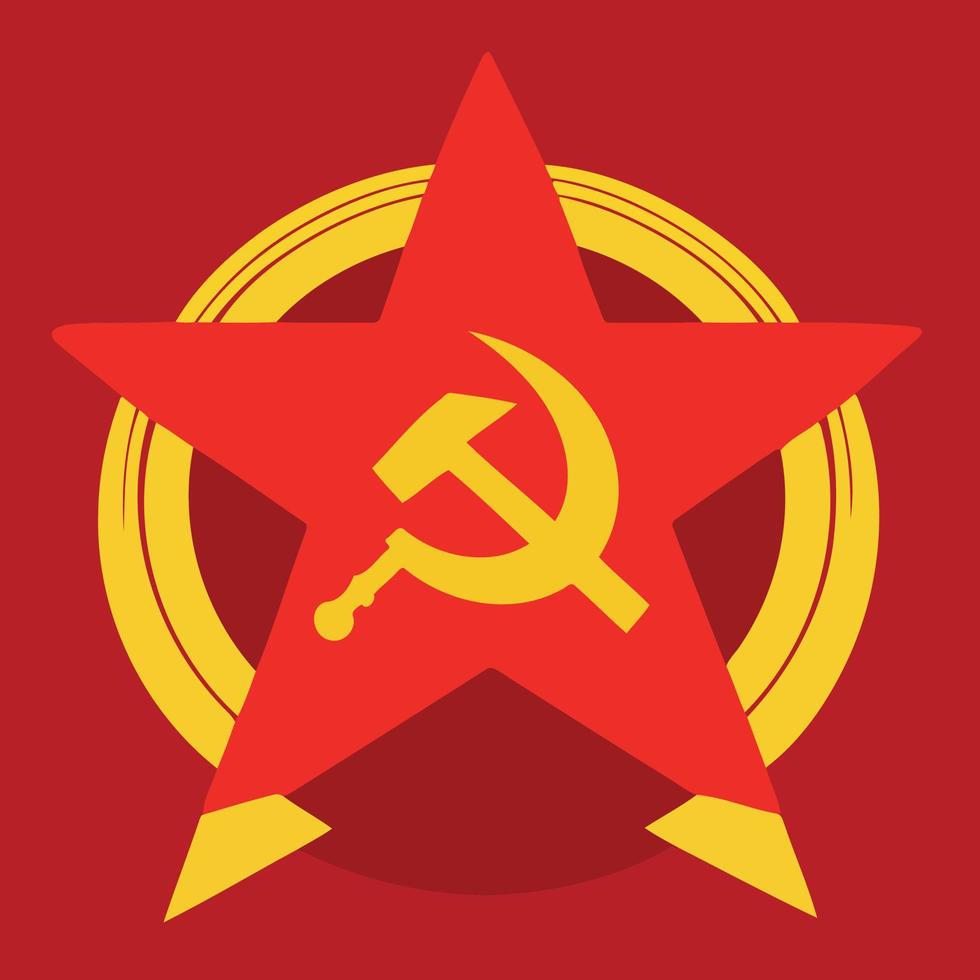 illustration de style communiste aux couleurs rouges et jaunes vecteur