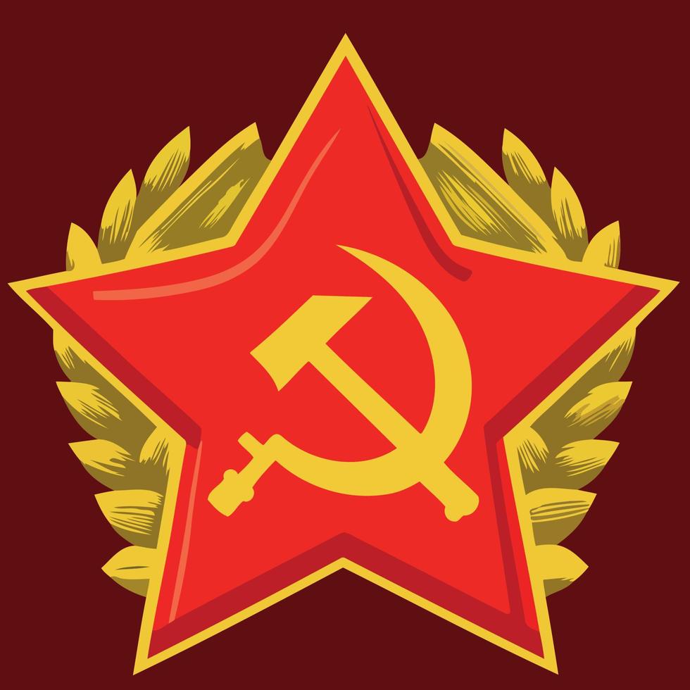 illustration de style communiste aux couleurs rouges et jaunes vecteur
