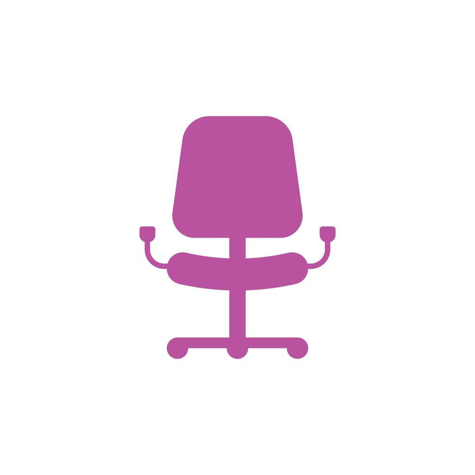 eps10 icône abstraite de fauteuil vecteur rose ou logo isolé sur fond blanc. symbole de bureau ou de chaise de bureau dans un style moderne simple et plat pour la conception de votre site Web et votre application mobile