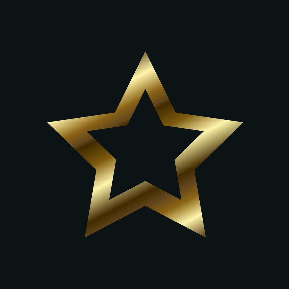 conception de vecteur d'étoile dorée isolée sur fond sombre, et icône d'étoile premium, symbole, forme de bouton, illustration d'or d'étoile