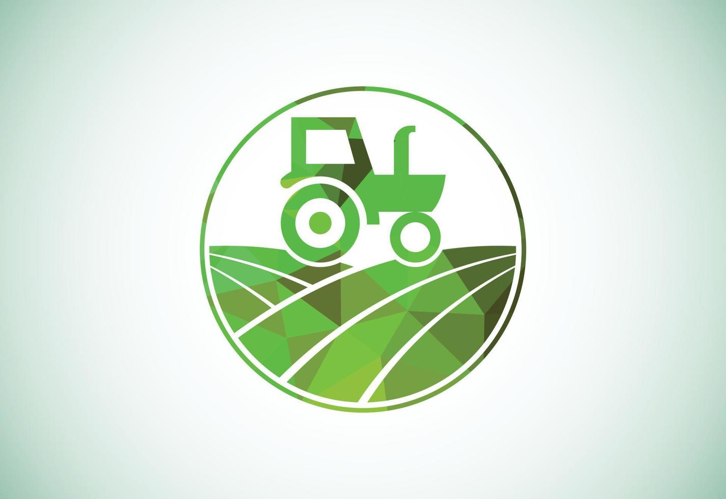 conception de logo de style low poly de tracteur ou de ferme, adaptée à toute entreprise liée aux industries agricoles. vecteur