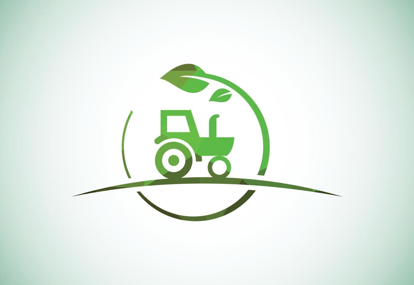 conception de logo de style low poly de tracteur ou de ferme, adaptée à toute entreprise liée aux industries agricoles. vecteur