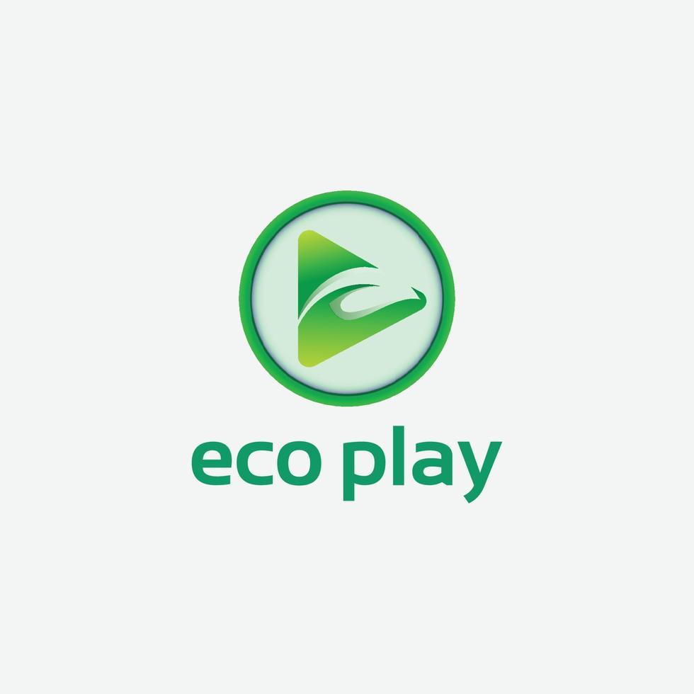 logo d'icône de lecteur multimédia eco pour le multimédia vecteur