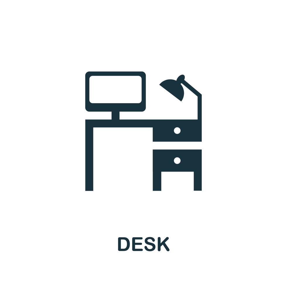 icône de bureau. illustration simple de la collection de meubles. icône de bureau créatif pour la conception web, les modèles, les infographies vecteur