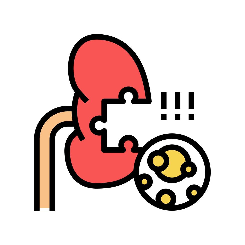 calculs rénaux goutte symptôme couleur icône illustration vectorielle vecteur