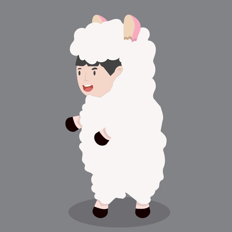 petits personnages d'enfant en costume de mouton vecteur