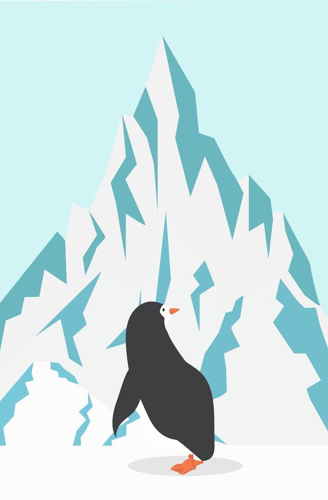 fond de montagne hiver froid pingouin vecteur