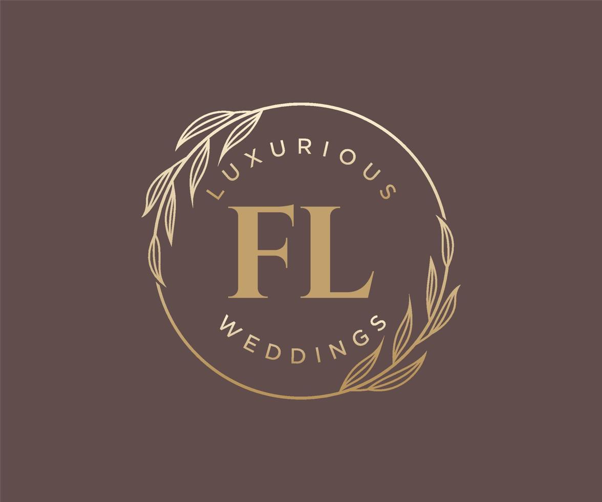 fl initiales lettre modèle de logos de monogramme de mariage, modèles minimalistes et floraux modernes dessinés à la main pour cartes d'invitation, réservez la date, identité élégante. vecteur