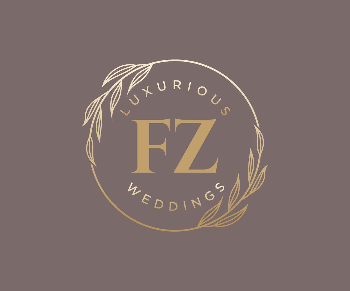 fz initiales lettre modèle de logos de monogramme de mariage, modèles minimalistes et floraux modernes dessinés à la main pour cartes d'invitation, réservez la date, identité élégante. vecteur