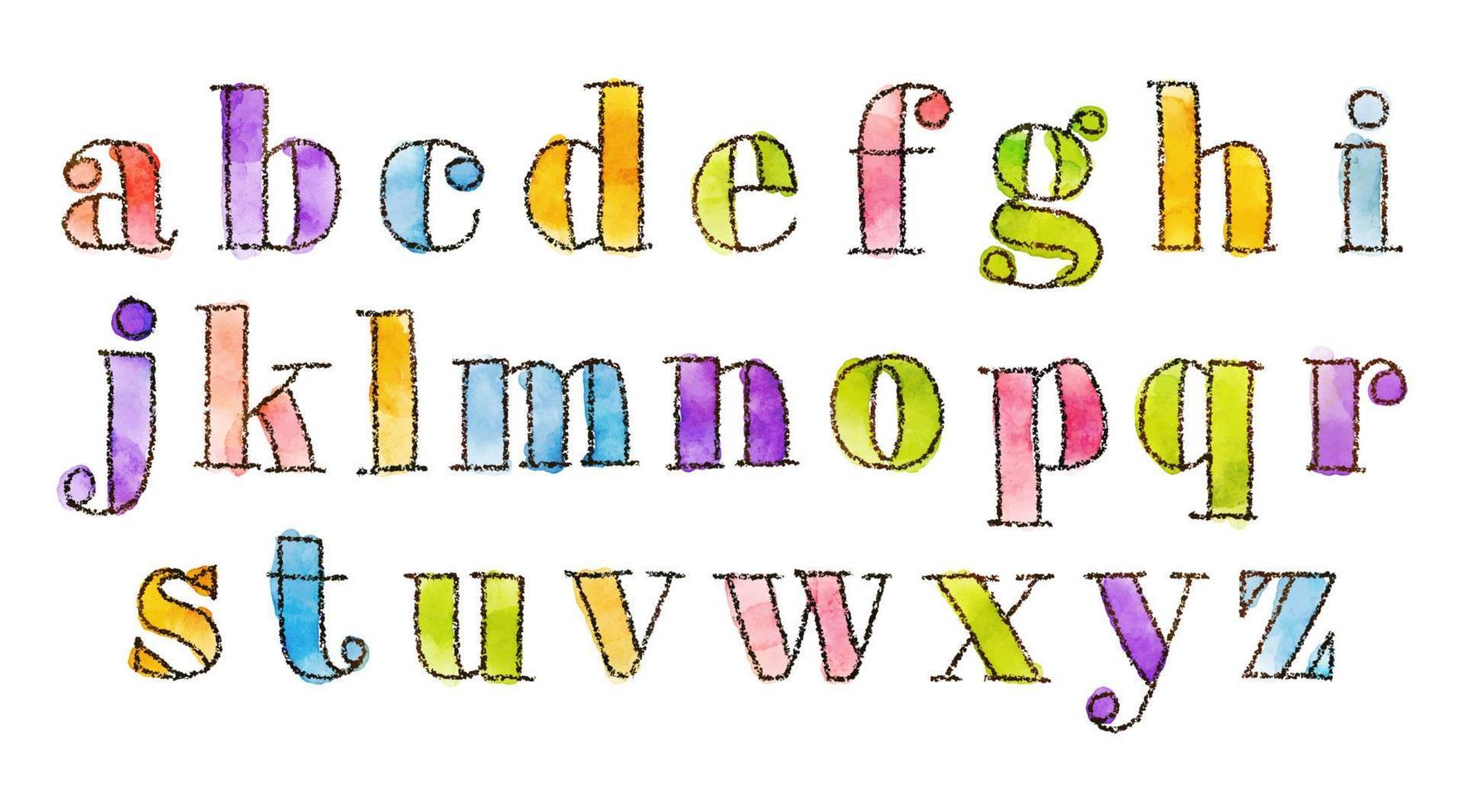 alphabets colorés de vecteur aquarelle