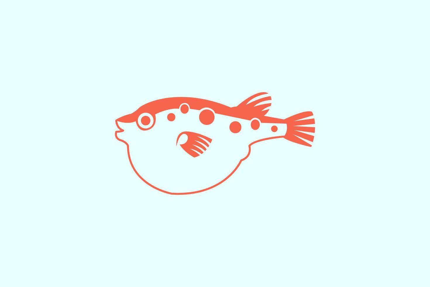 poisson-globe logo nourriture japonaise. modèle de logo de sushi fugu. concept de mascotte de logo de poisson-globe pour l'icône de fruits de mer frais vecteur