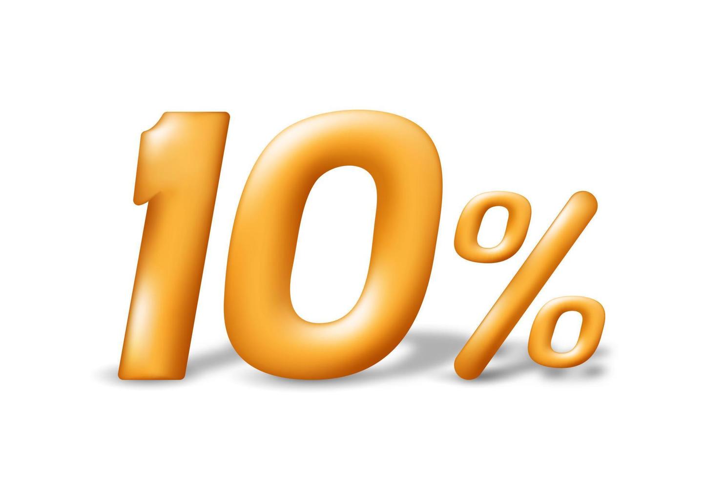 vente spéciale 10 pour cent de réduction. nombre 3d doré réaliste isolé sur fond blanc. illustration vectorielle vecteur