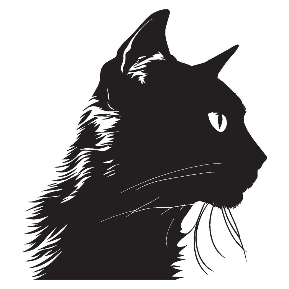 illustration vectorielle de visage de chat, illustration de silhouette vectorielle de tête de chat. vecteur