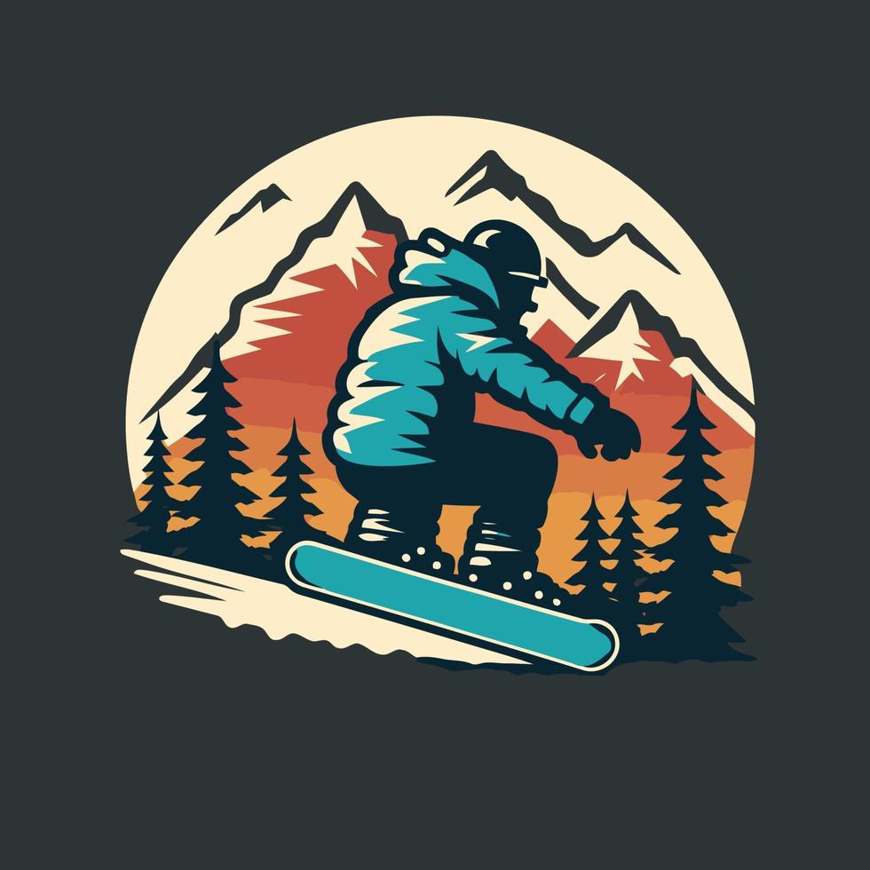 illustration vectorielle de conception de logo de snowboard, concepts de snowboard créatifs vecteur