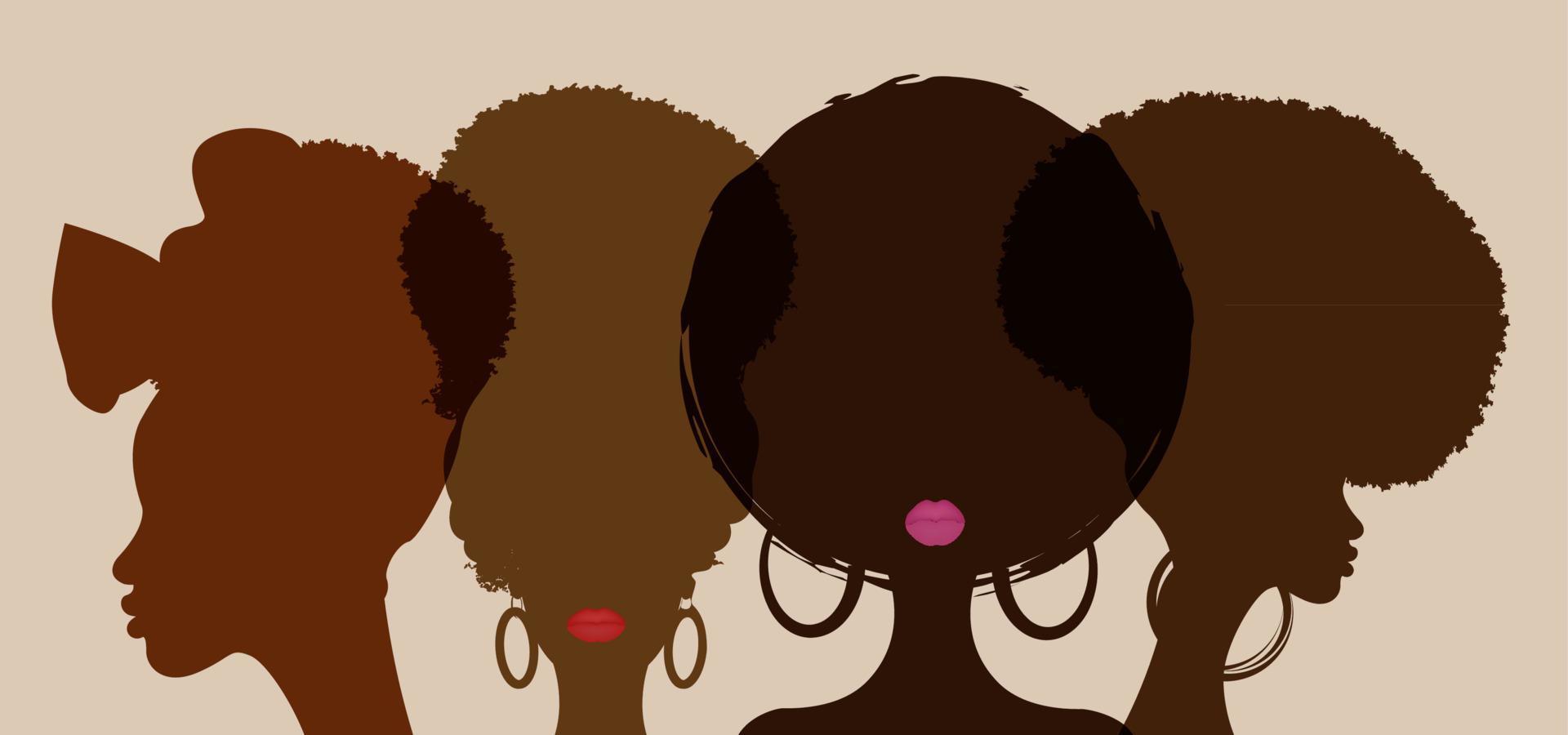 bannière du mois de l'histoire des noirs célébrant. portrait femmes africaines se tiennent côte à côte ensemble. histoire afro-américaine ou mois de l'histoire des noirs. célébrée chaque année en février aux états-unis et au canada vecteur