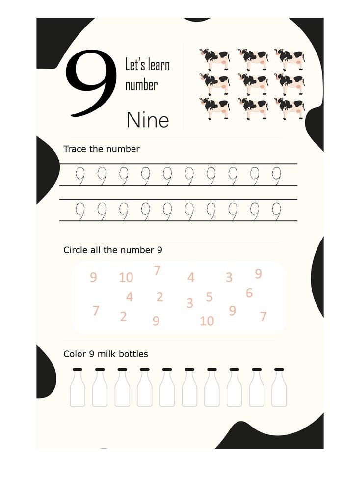 feuille de calcul numéro neuf vecteur