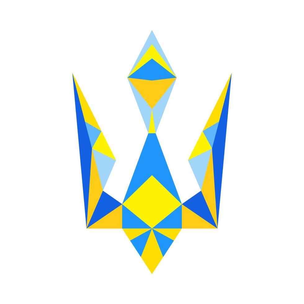 illustration vectorielle de l'emblen national ukrainien - trident dans un style polygonal géométrique. peut être utilisé pour la couture de courtepointe, le patchwork, la conception de sites Web, la publication sur les réseaux sociaux, les affiches, les cartes, les bannières. vecteur