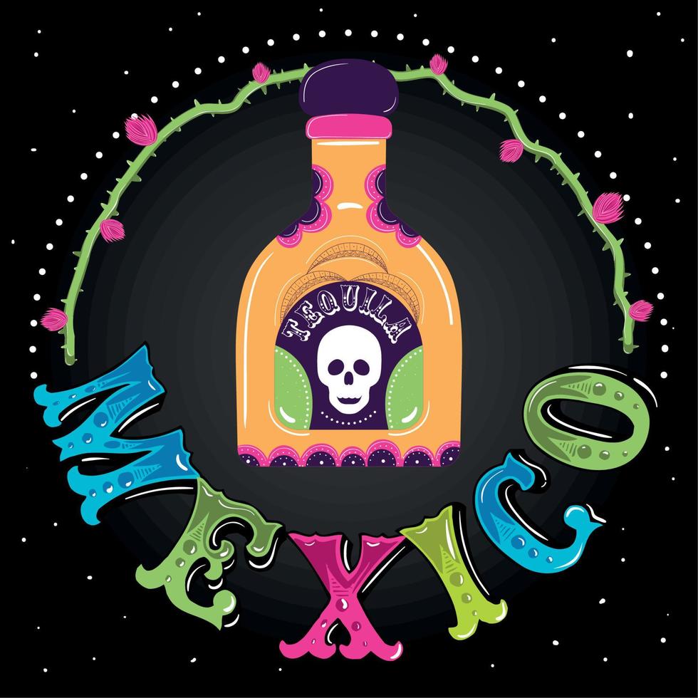 affiche viva mexico avec vecteur icône tequila