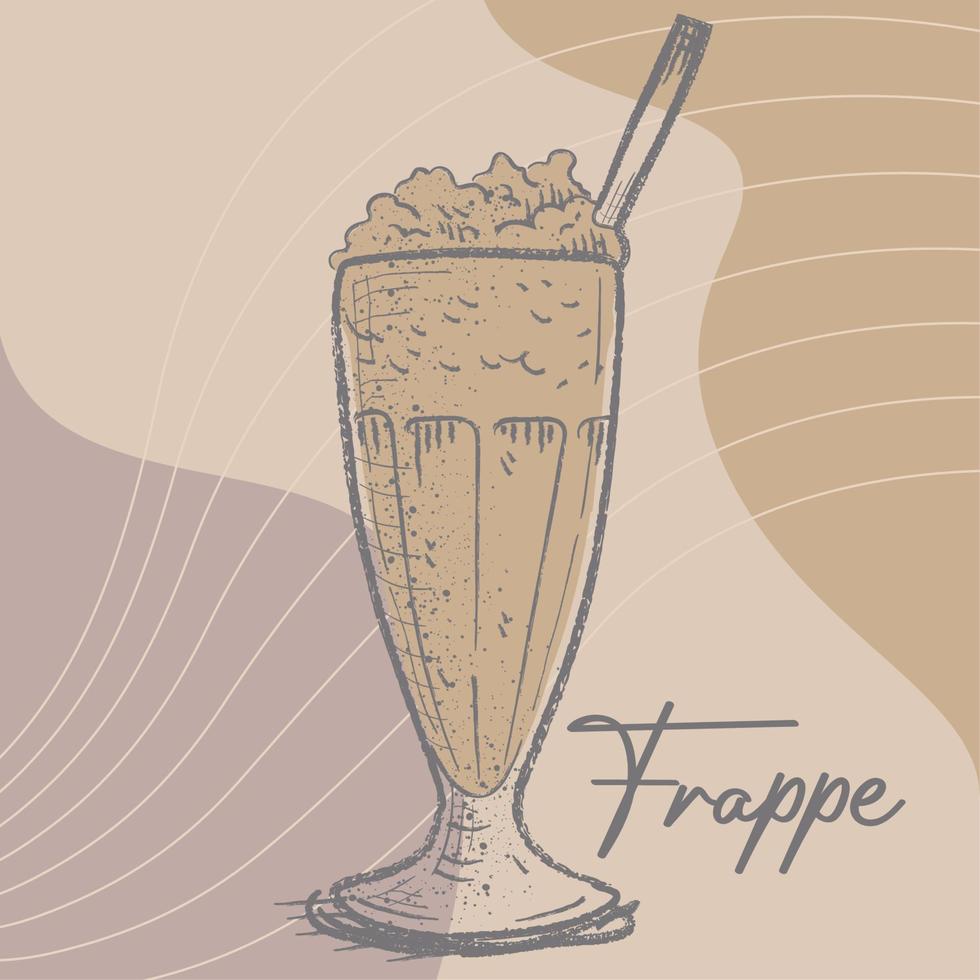 croquis d'un vecteur de café frappé