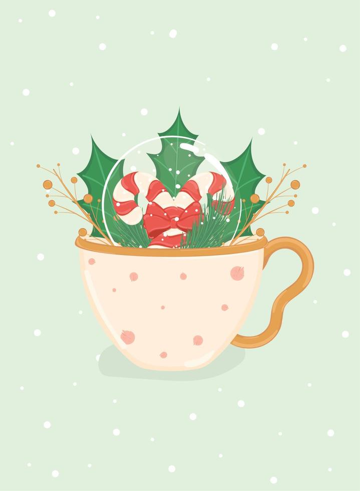 vecteur de tasse de thé de noël détaillé isolé