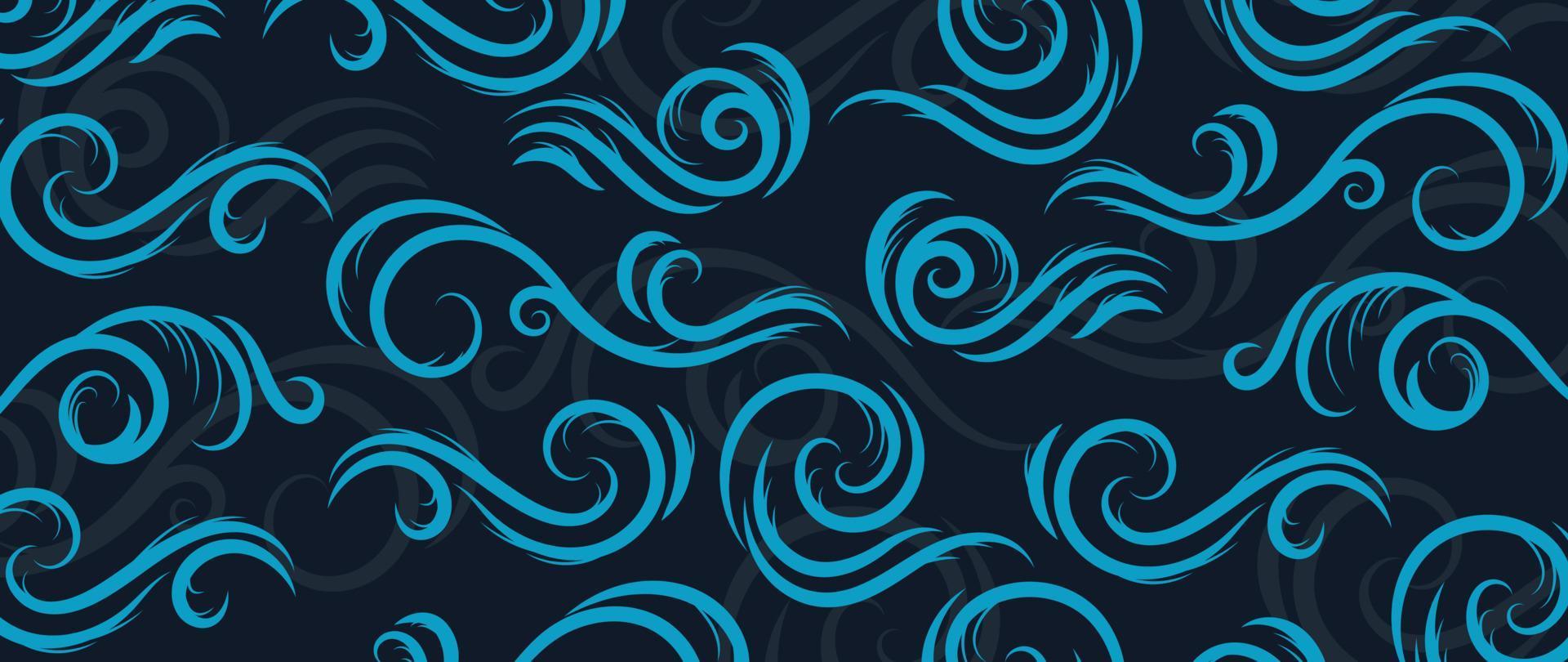 vecteur de modèle de vague japonais traditionnel. dessin au trait abstrait dessiné à la main vague de l'océan oriental, nuages, style de vent. illustration de conception d'art pour les impressions, le tissu, l'affiche, la décoration de la maison et le papier peint.