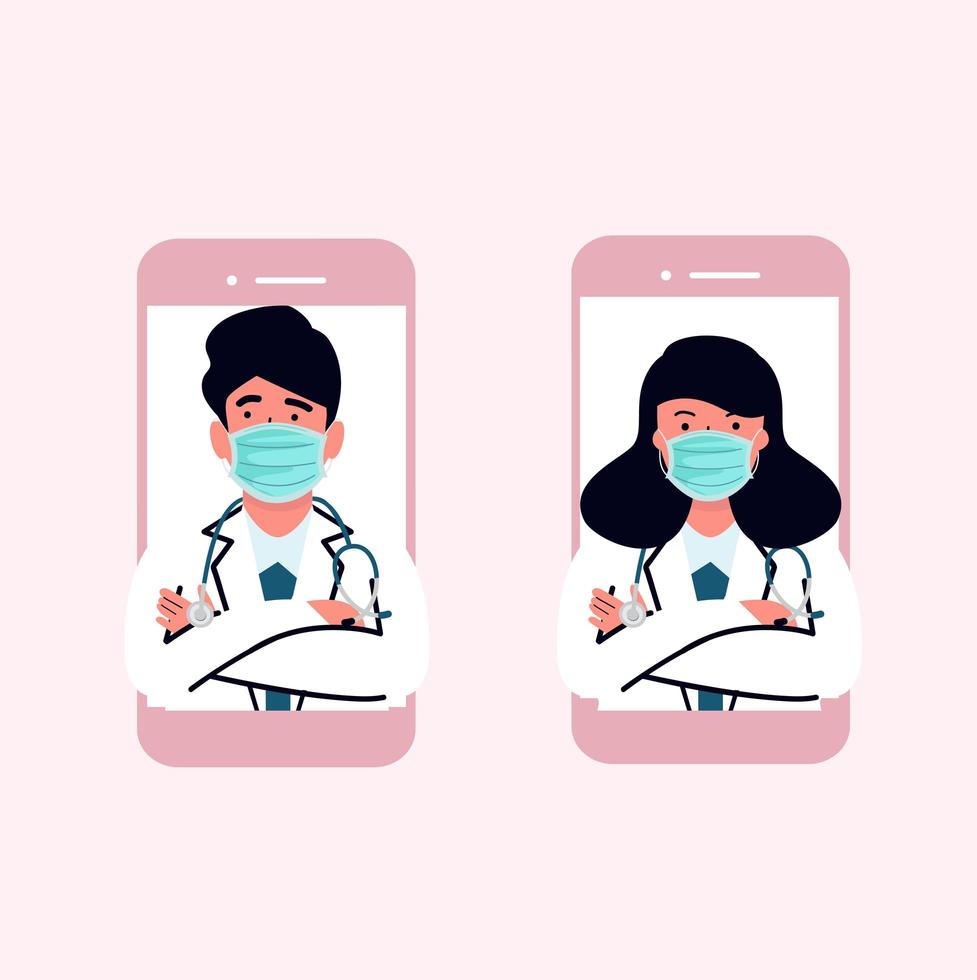 médecins sur le concept de téléphones mobiles vecteur
